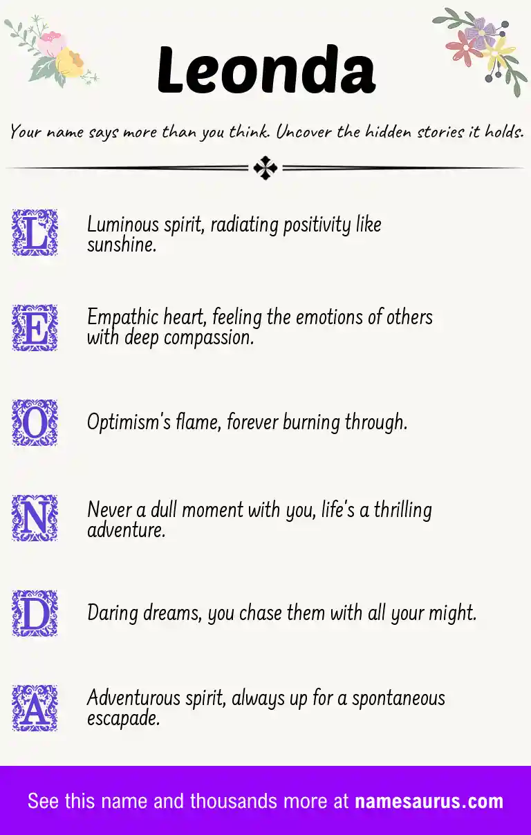 Acrostic poem about Leonda.