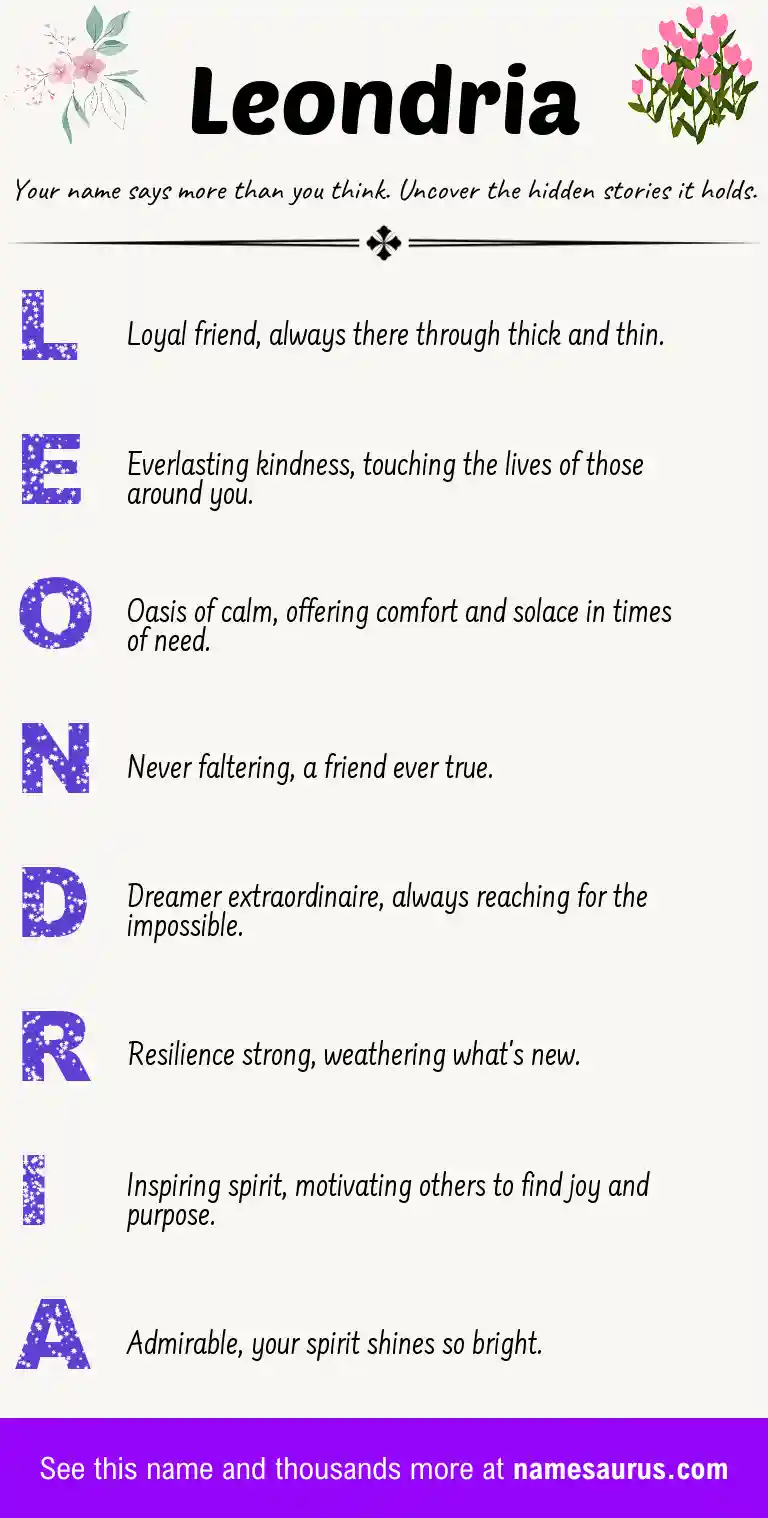 Acrostic poem about Leondria.