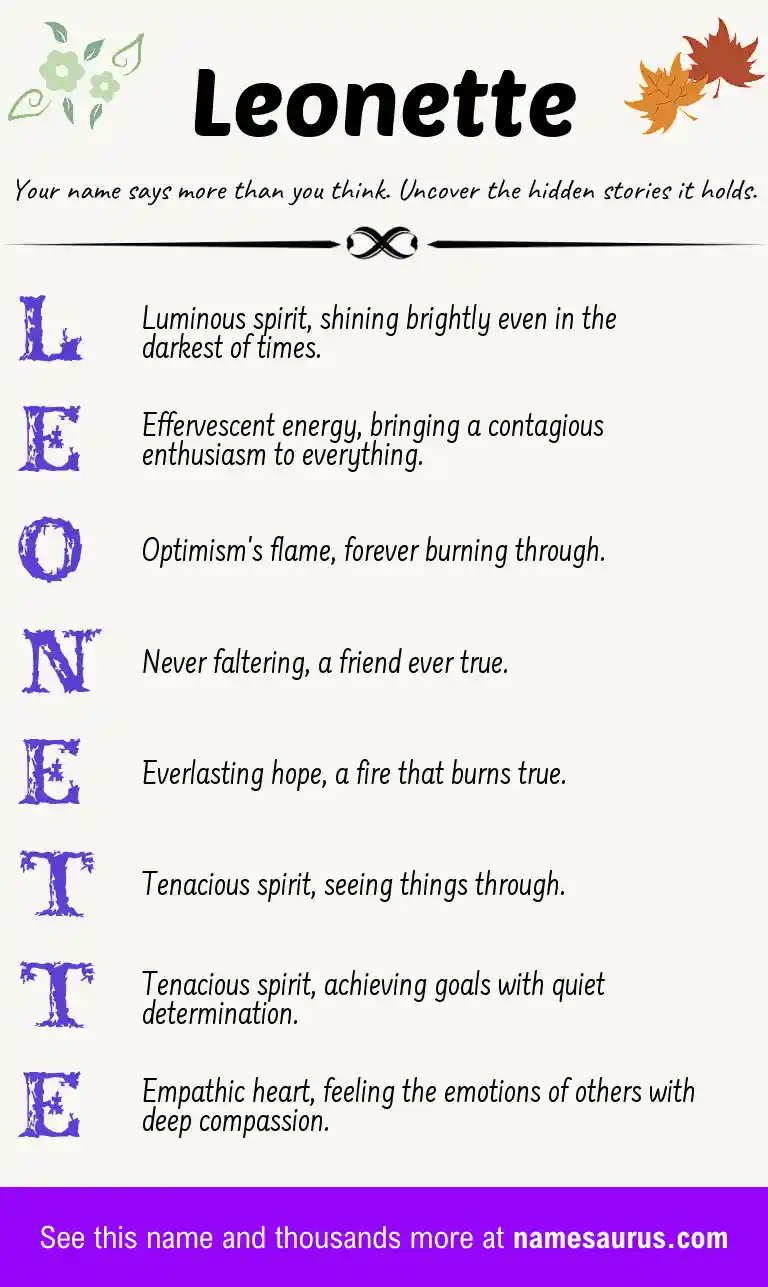 Acrostic poem about Leonette.