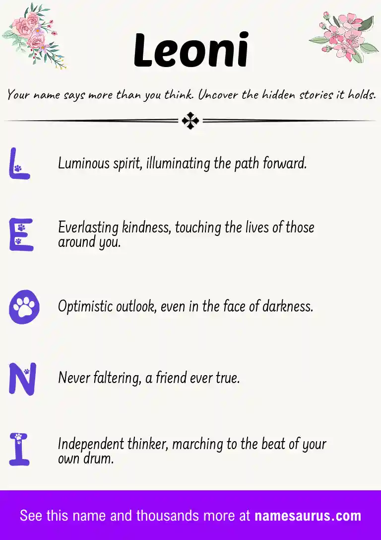 Acrostic poem about Leoni.
