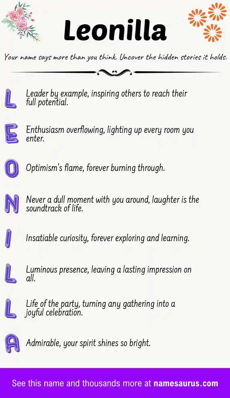 Acrostic poem about Leonilla.