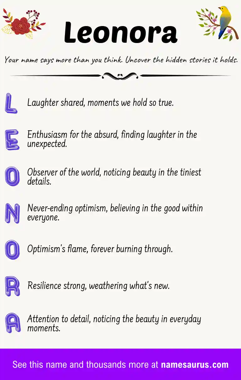 Acrostic poem about Leonora.