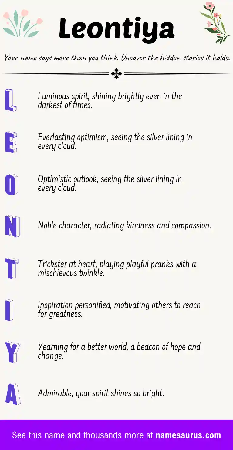 Acrostic poem about Leontiya.