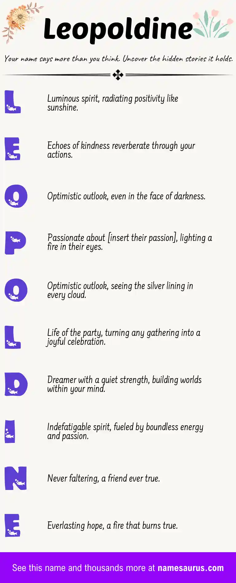 Acrostic poem about Leopoldine.