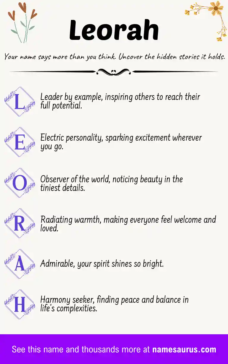 Acrostic poem about Leorah.