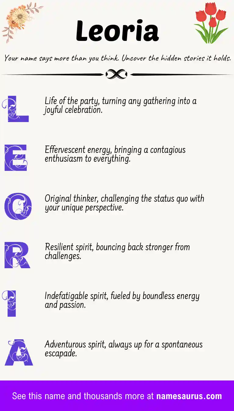 Acrostic poem about Leoria.
