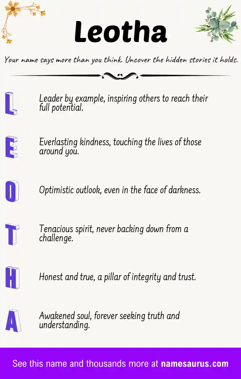 Acrostic poem about Leotha.