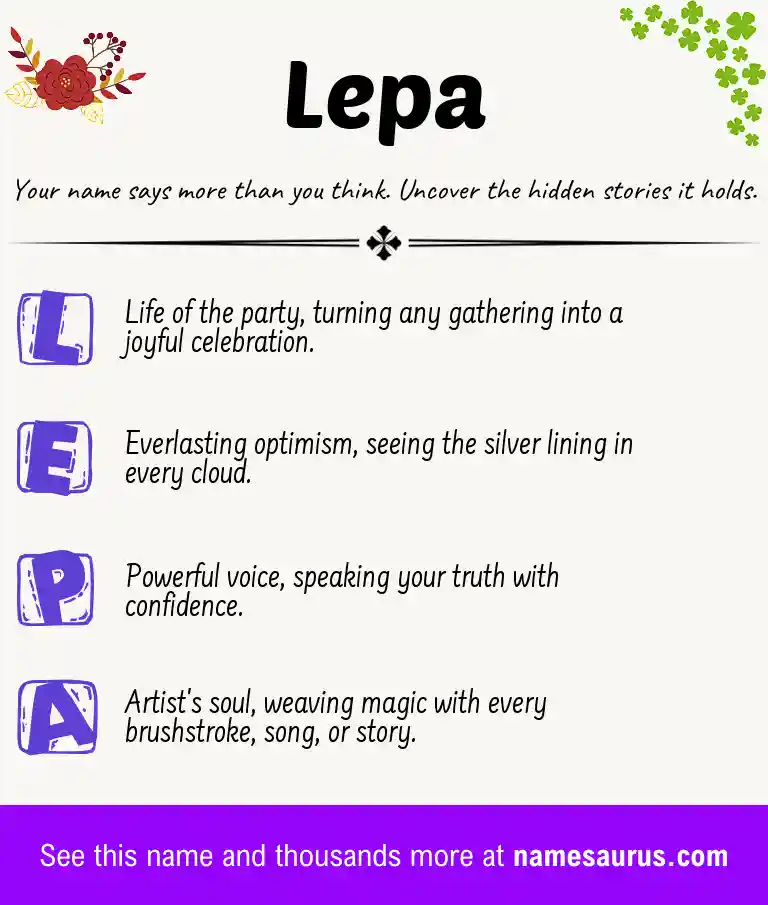 Acrostic poem about Lepa.