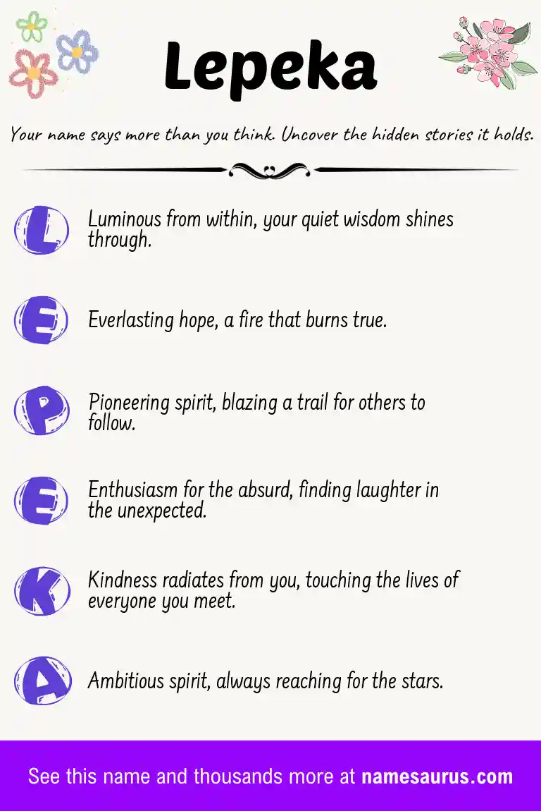 Acrostic poem about Lepeka.