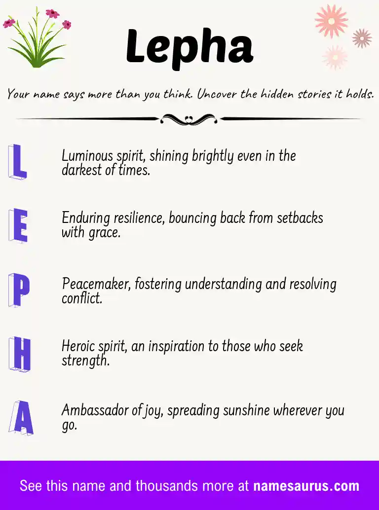 Acrostic poem about Lepha.