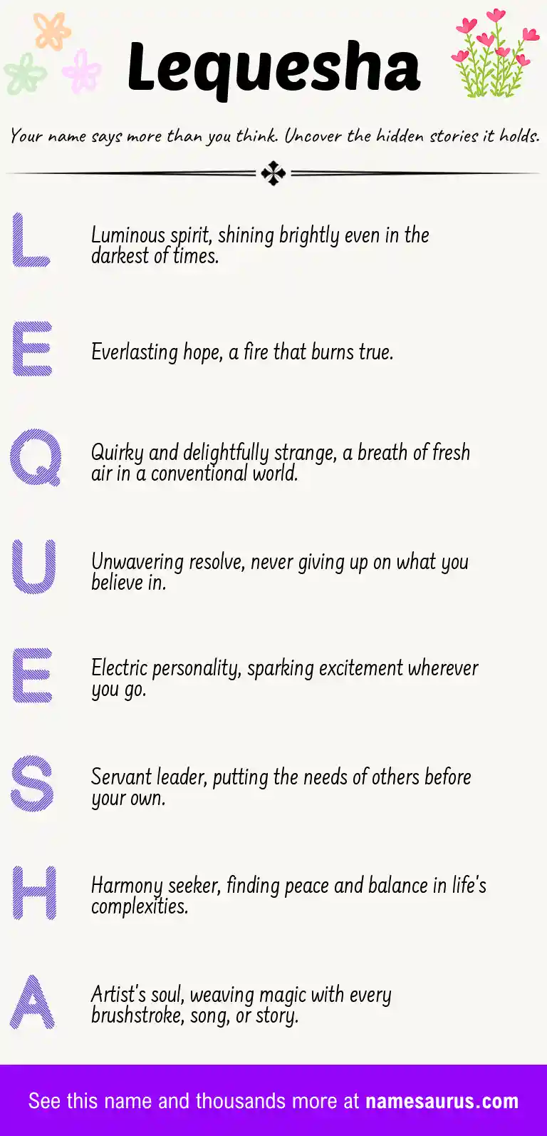 Acrostic poem about Lequesha.
