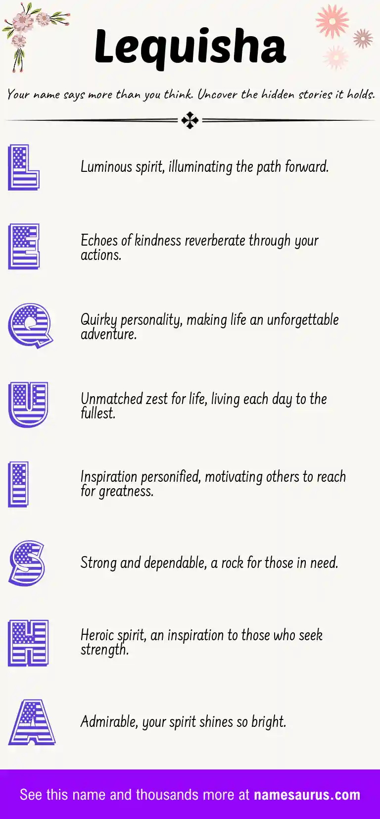 Acrostic poem about Lequisha.