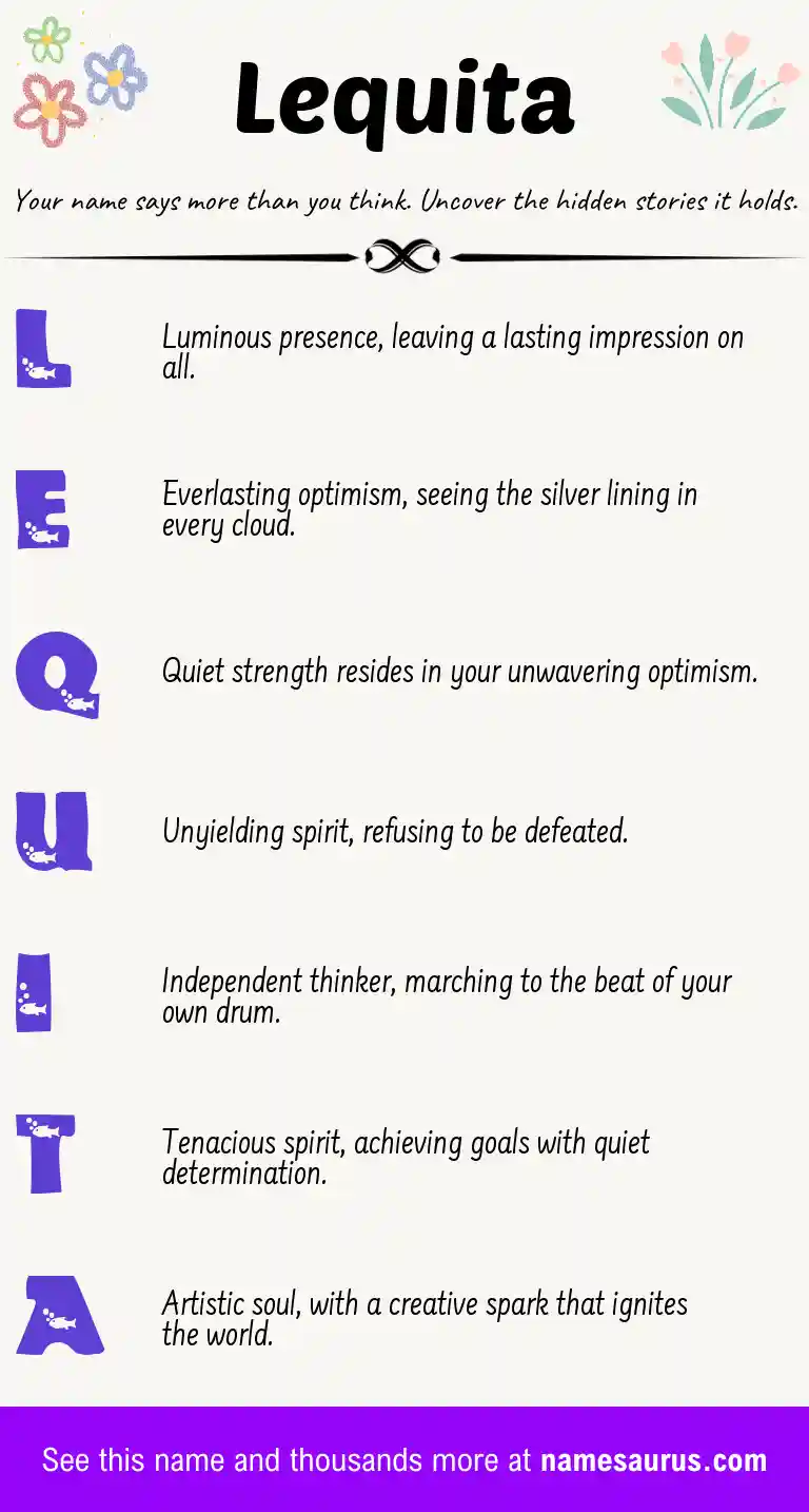 Acrostic poem about Lequita.