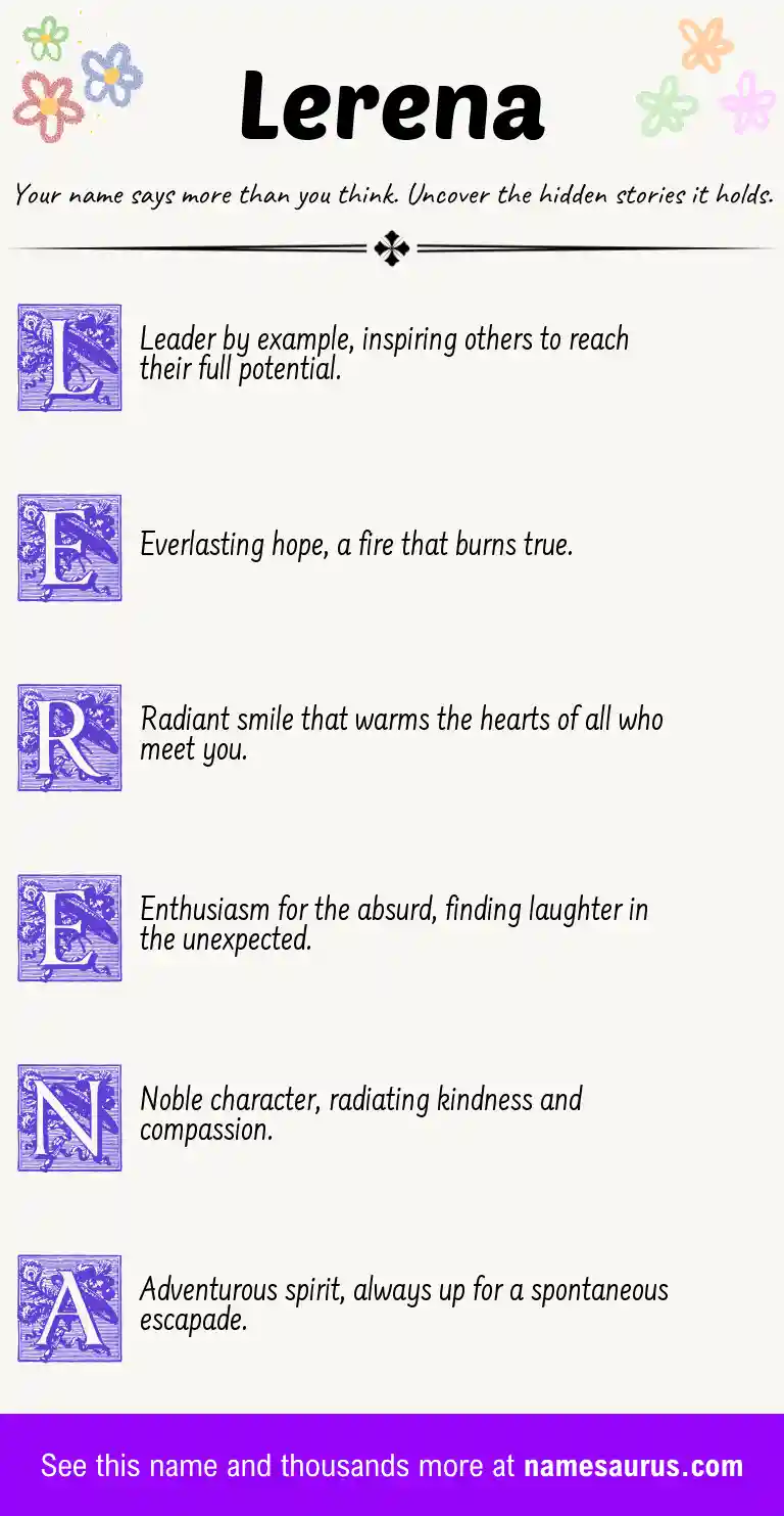 Acrostic poem about Lerena.