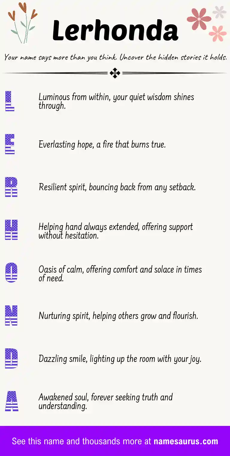 Acrostic poem about Lerhonda.