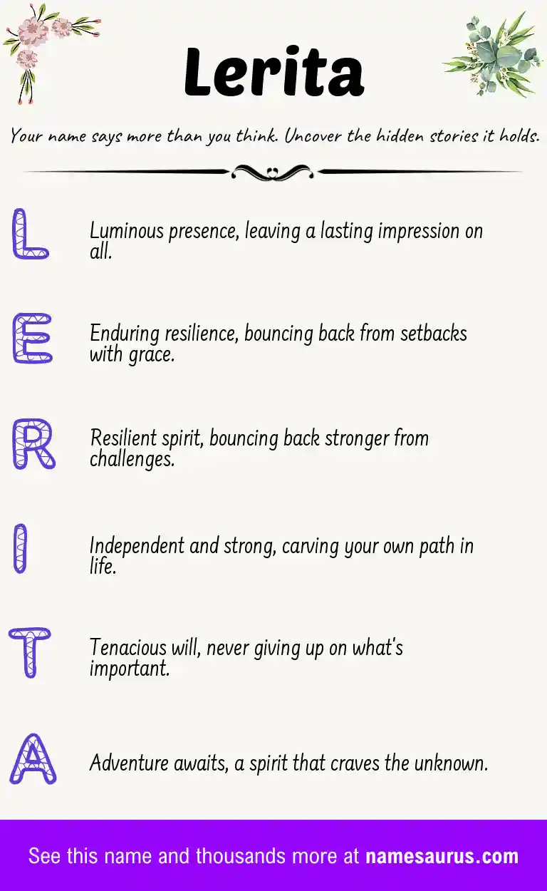 Acrostic poem about Lerita.