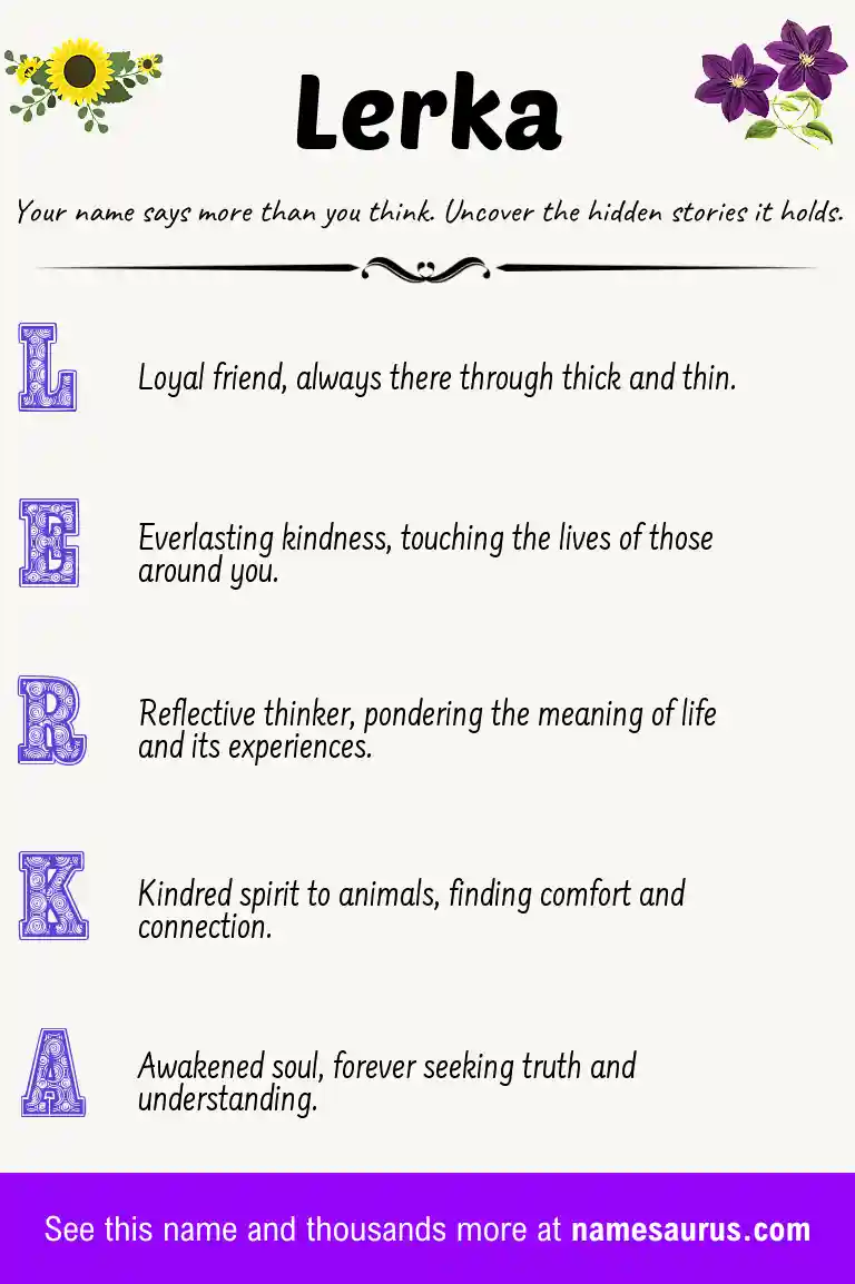 Acrostic poem about Lerka.