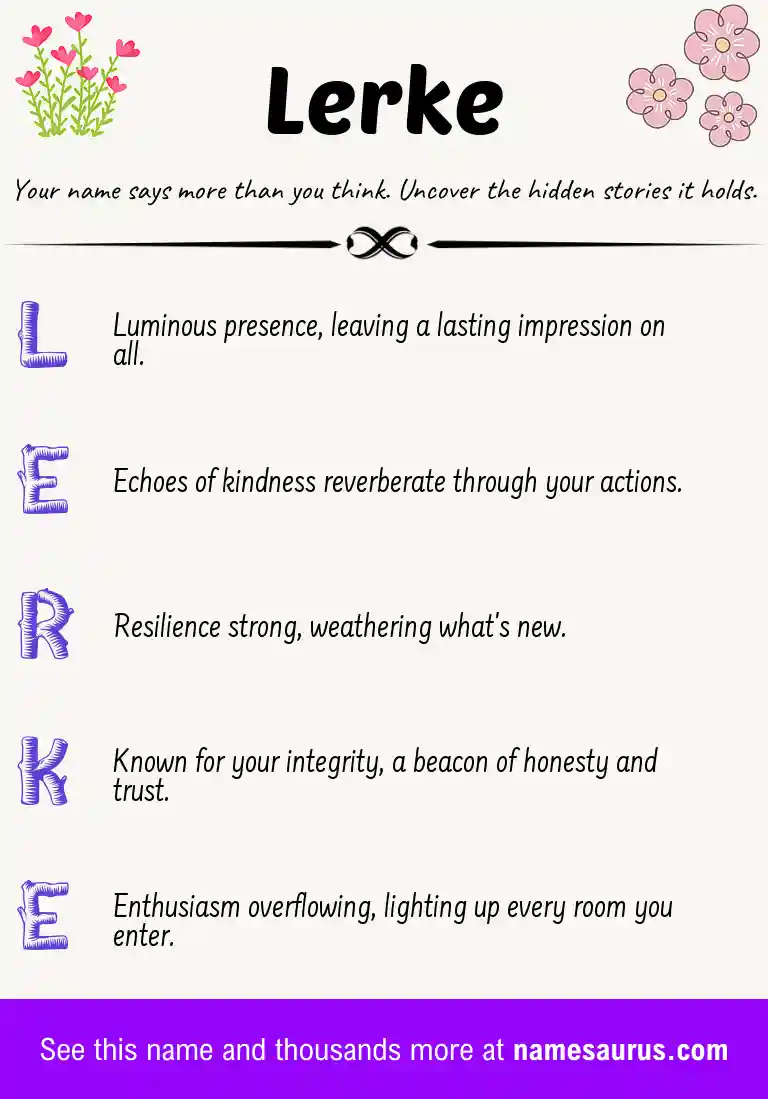 Acrostic poem about Lerke.