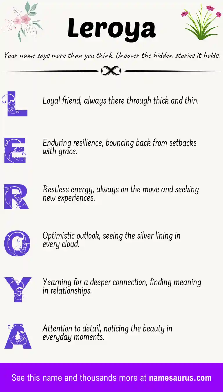 Acrostic poem about Leroya.