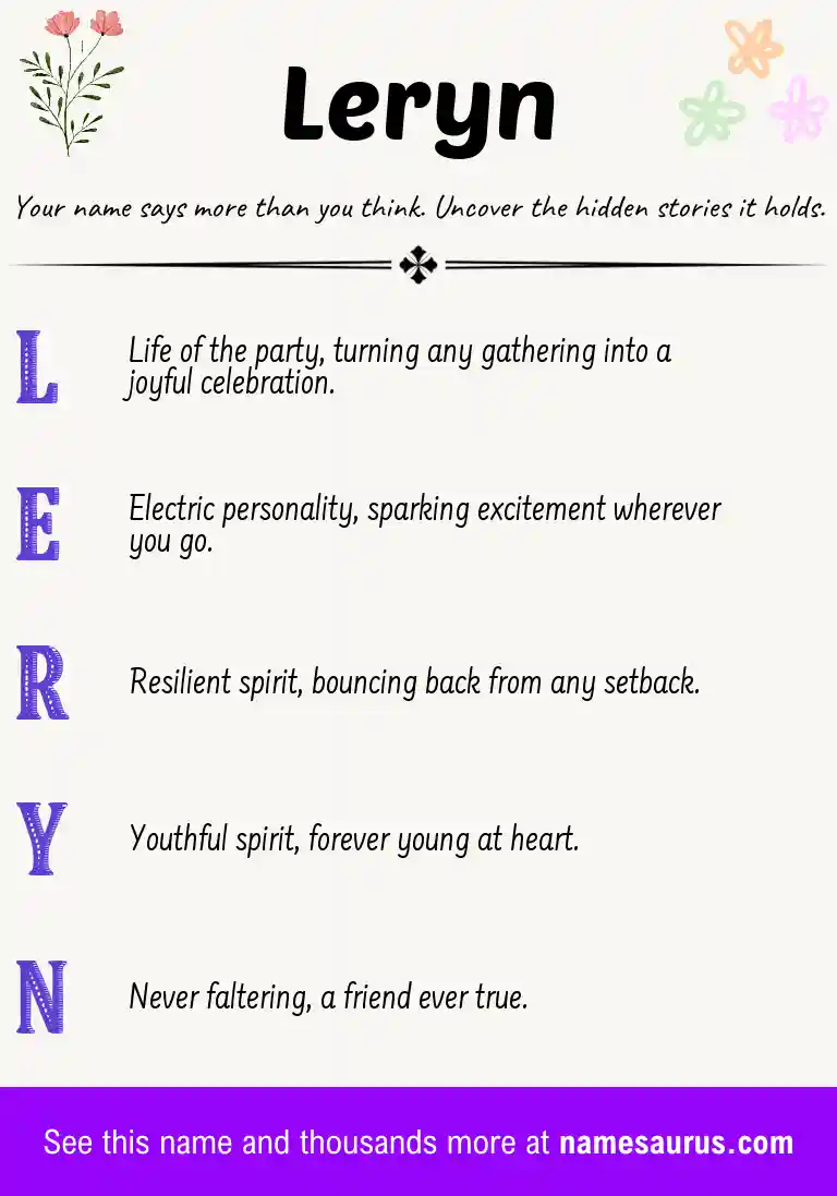 Acrostic poem about Leryn.
