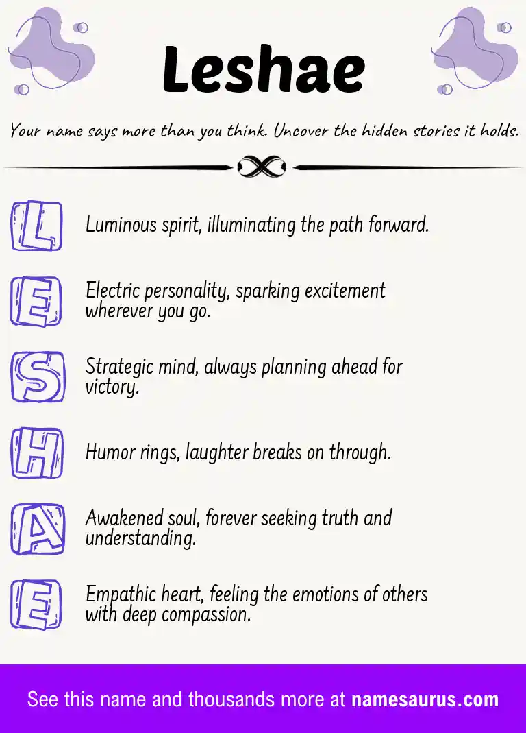 Acrostic poem about Leshae.