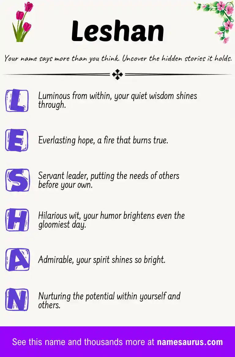 Acrostic poem about Leshan.