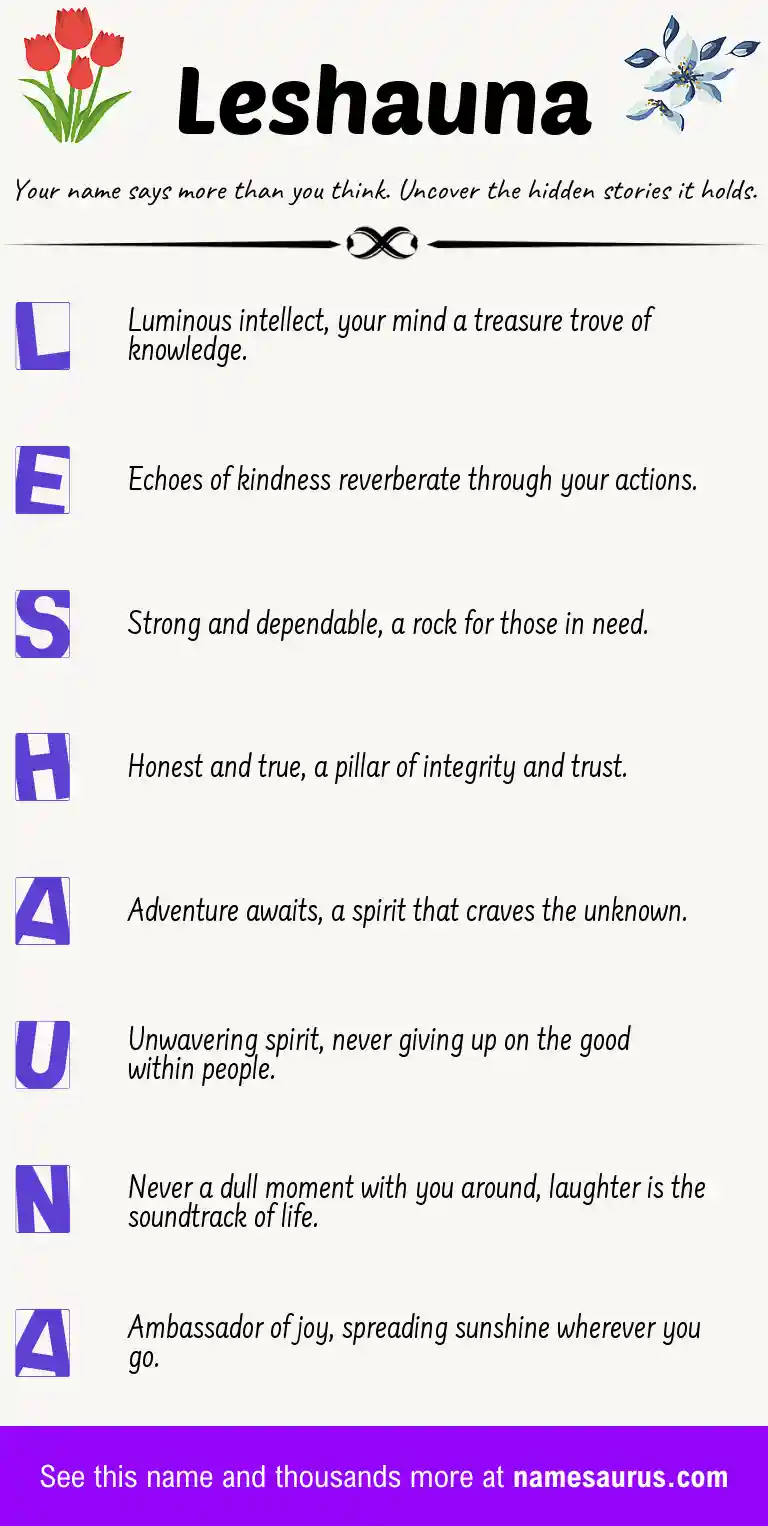 Acrostic poem about Leshauna.