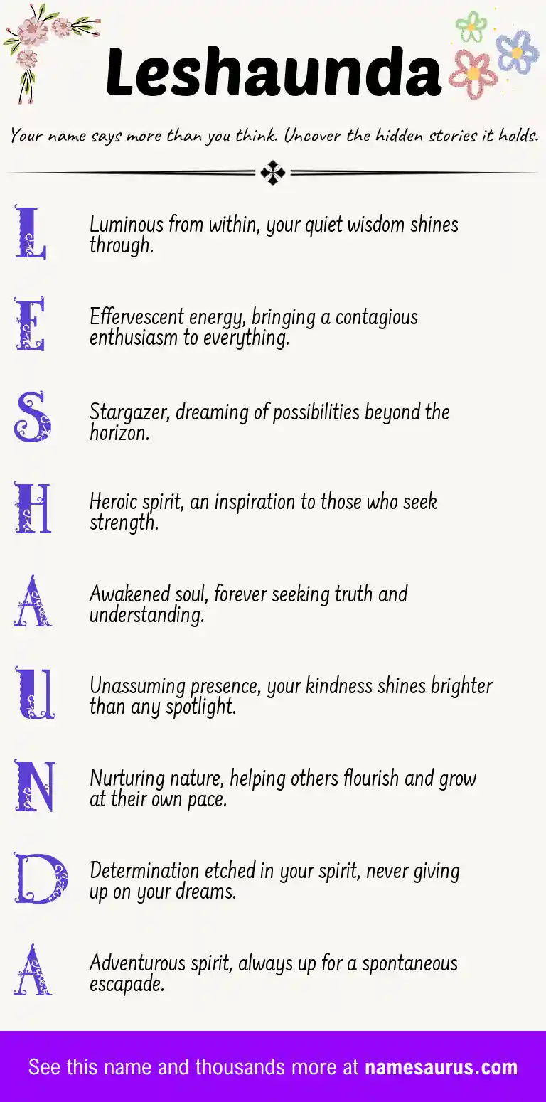Acrostic poem about Leshaunda.