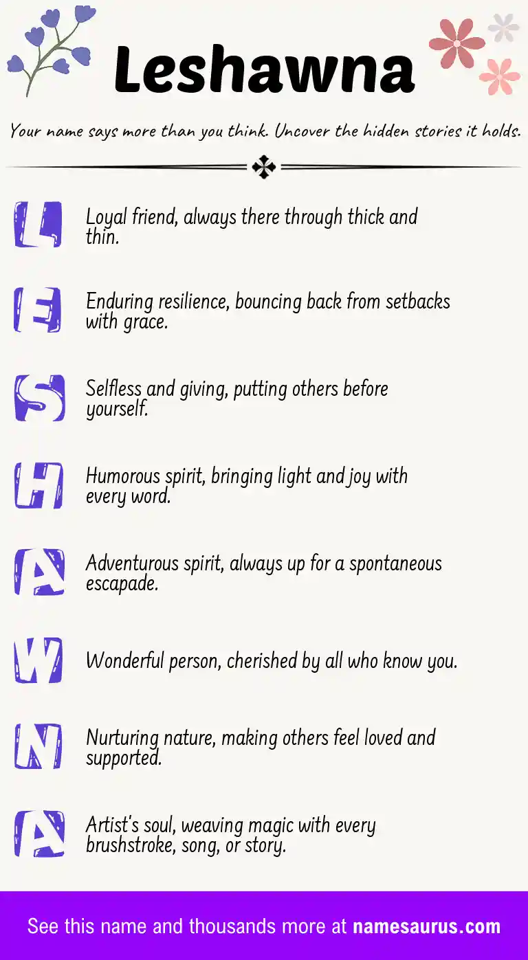 Acrostic poem about Leshawna.