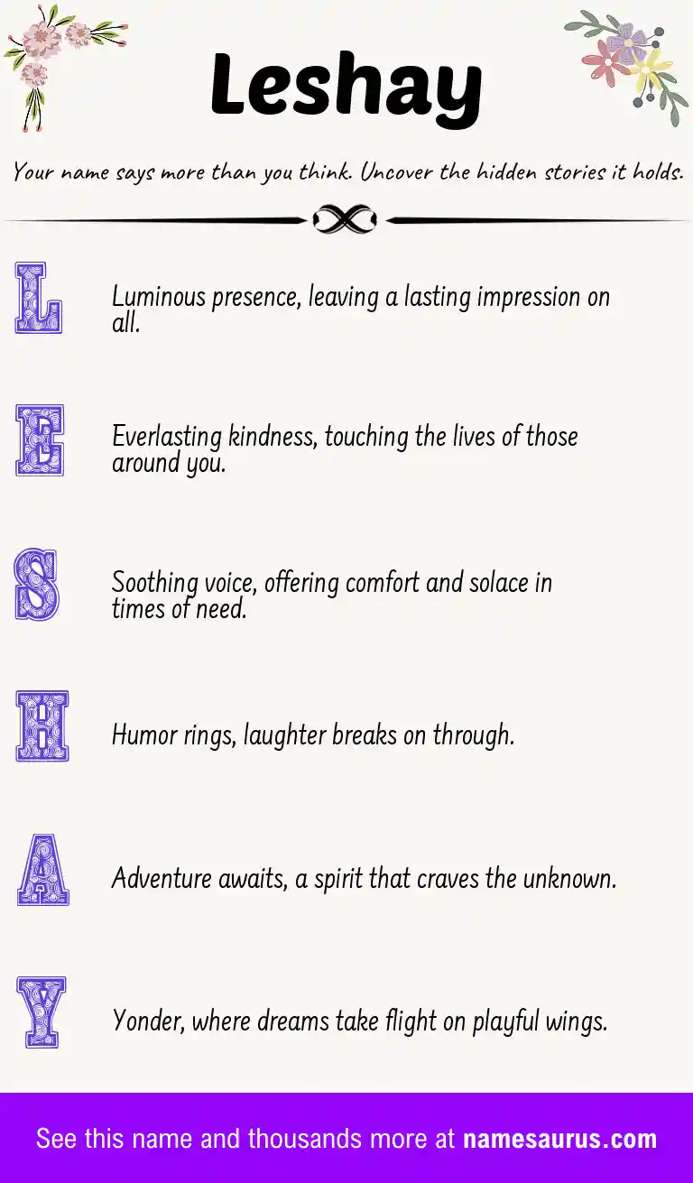 Acrostic poem about Leshay.
