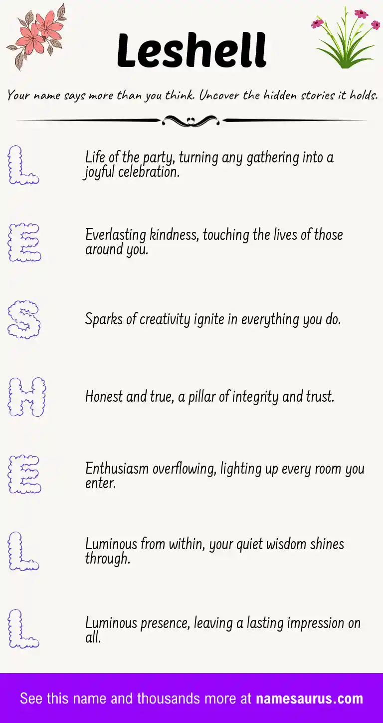 Acrostic poem about Leshell.