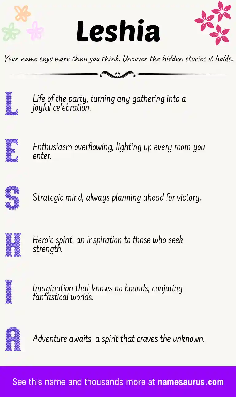 Acrostic poem about Leshia.