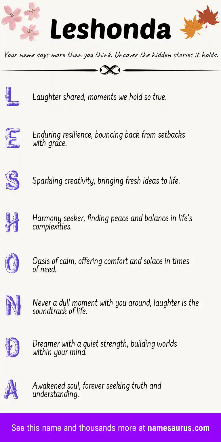 Acrostic poem about Leshonda.