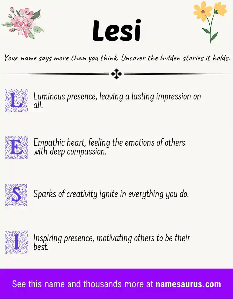 Acrostic poem about Lesi.