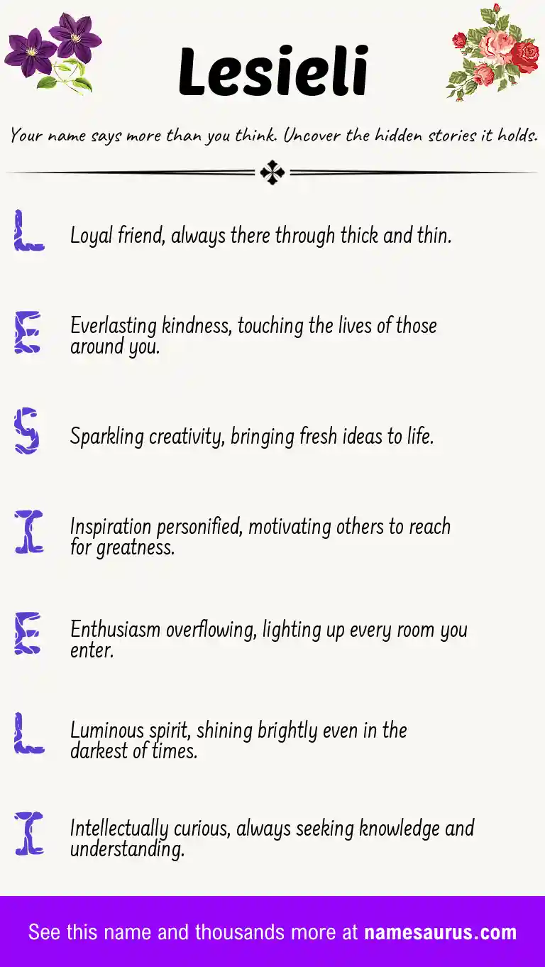 Acrostic poem about Lesieli.