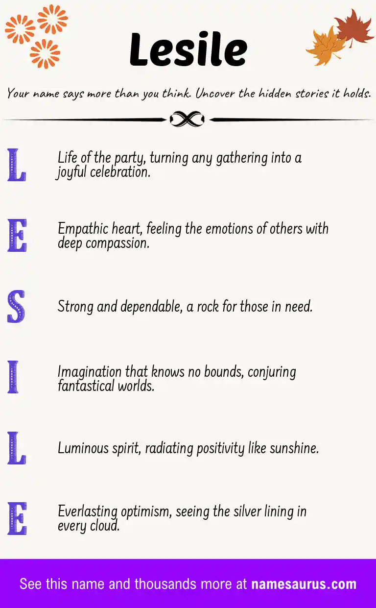 Acrostic poem about Lesile.