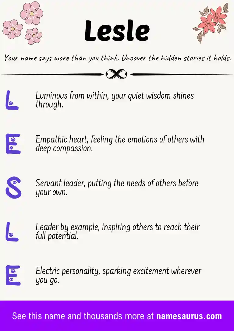 Acrostic poem about Lesle.