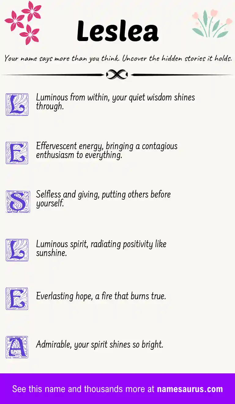 Acrostic poem about Leslea.
