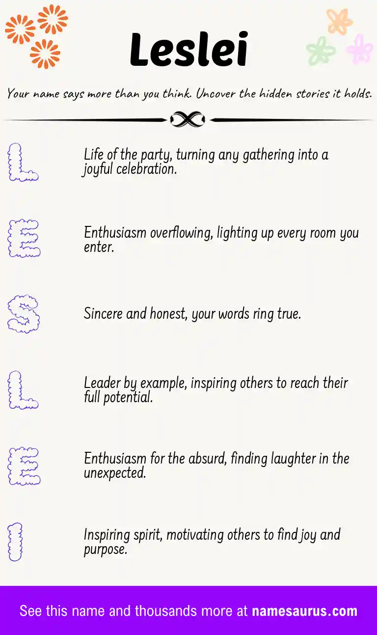 Acrostic poem about Leslei.