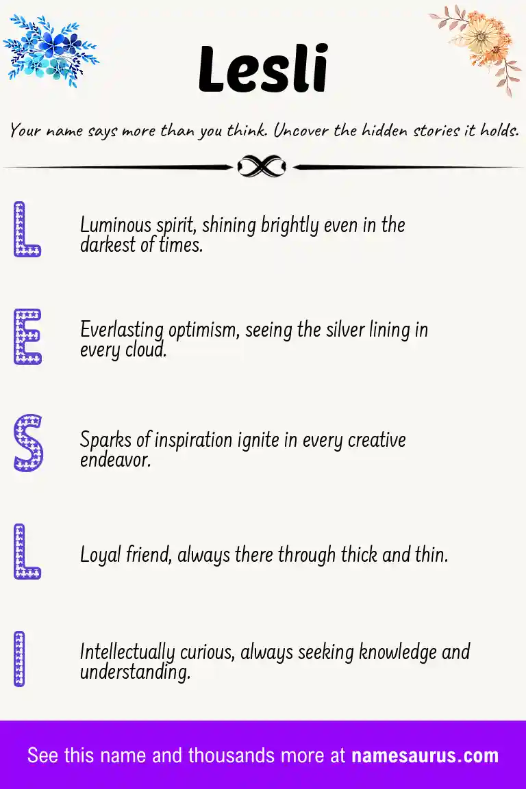 Acrostic poem about Lesli.