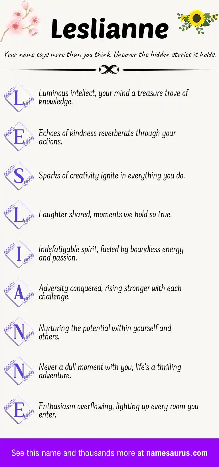 Acrostic poem about Leslianne.