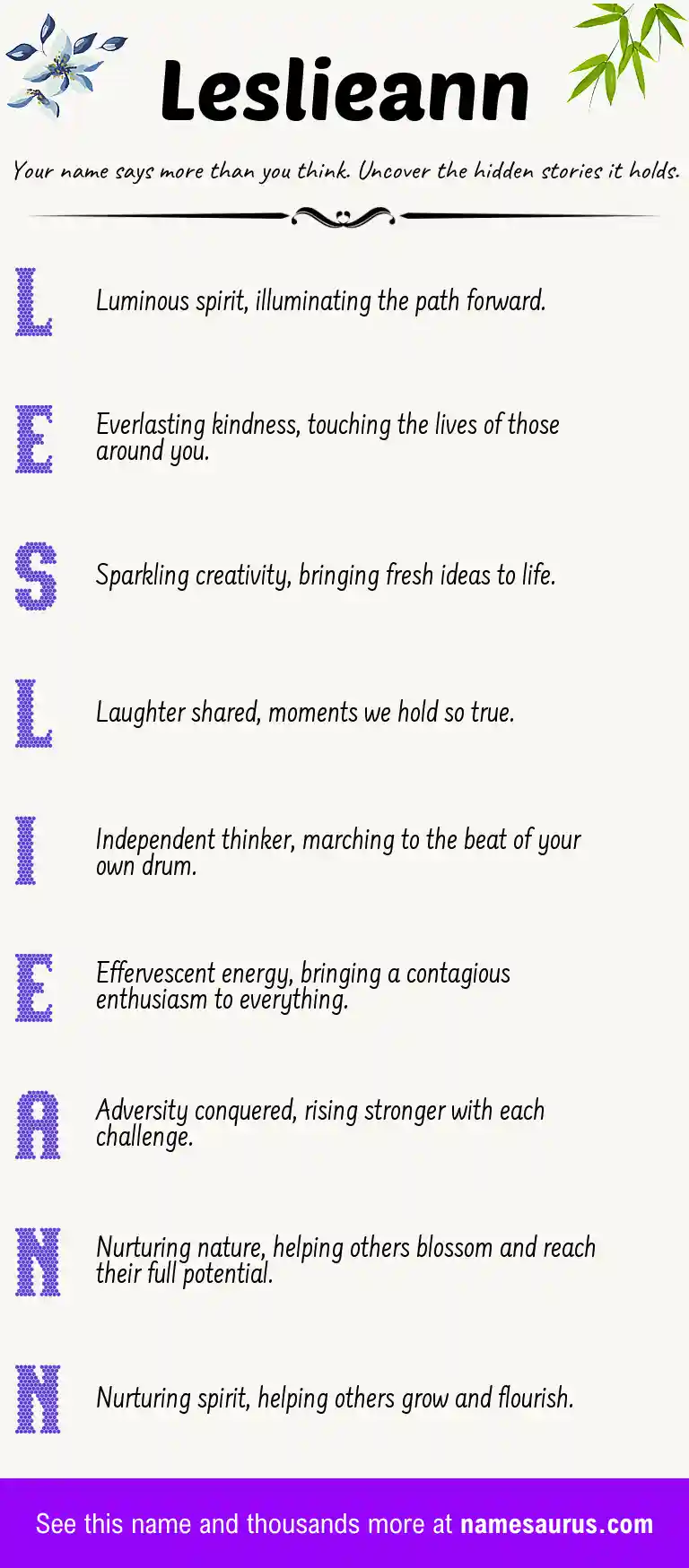 Acrostic poem about Leslieann.