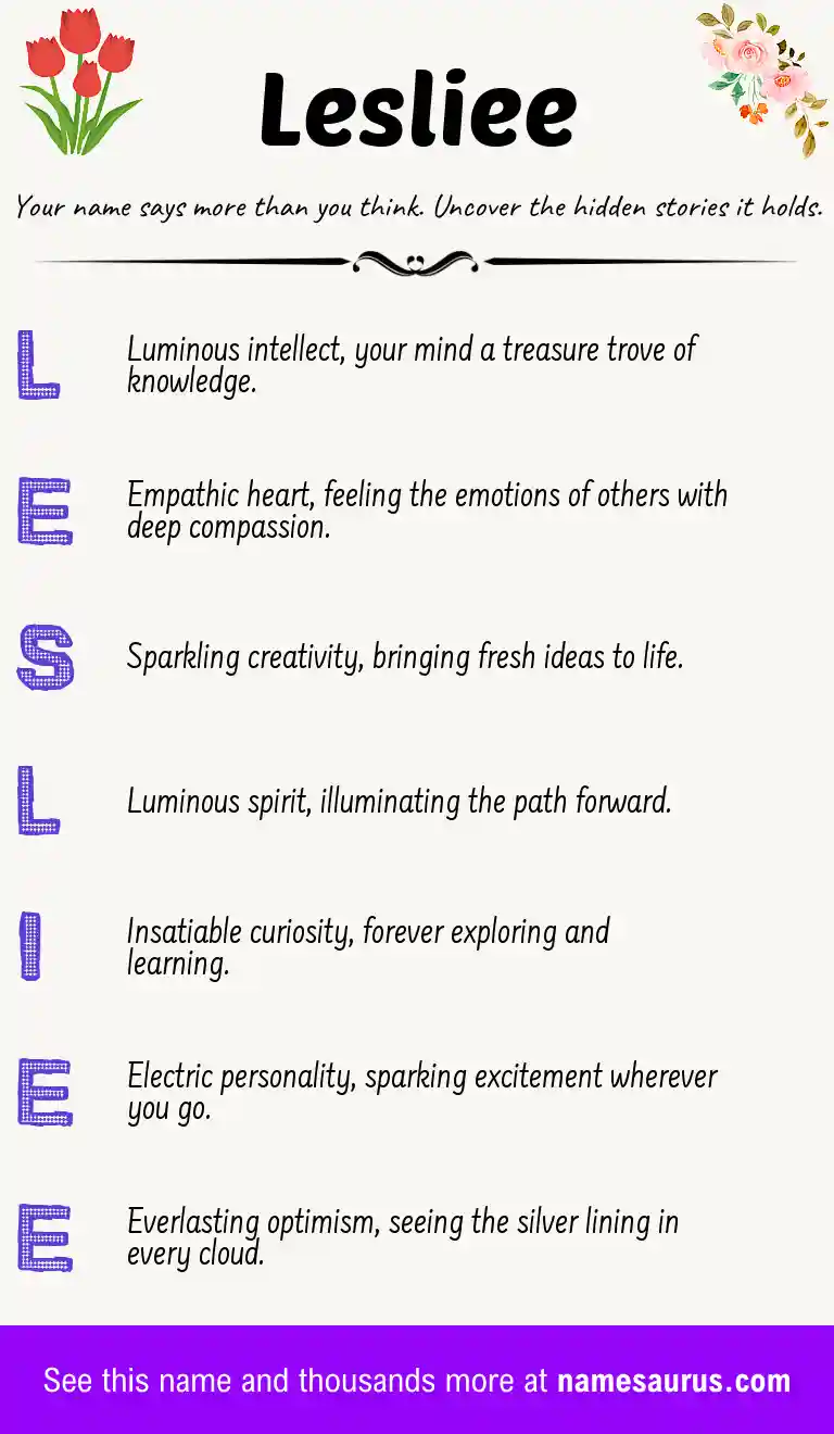Acrostic poem about Lesliee.