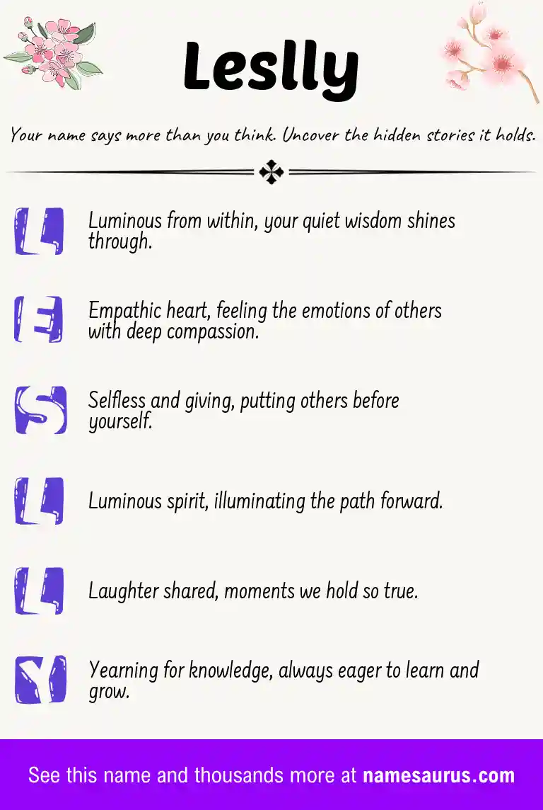 Acrostic poem about Leslly.