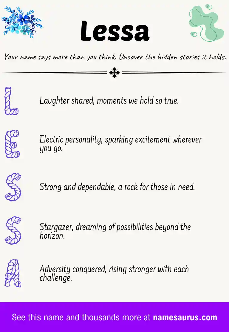 Acrostic poem about Lessa.