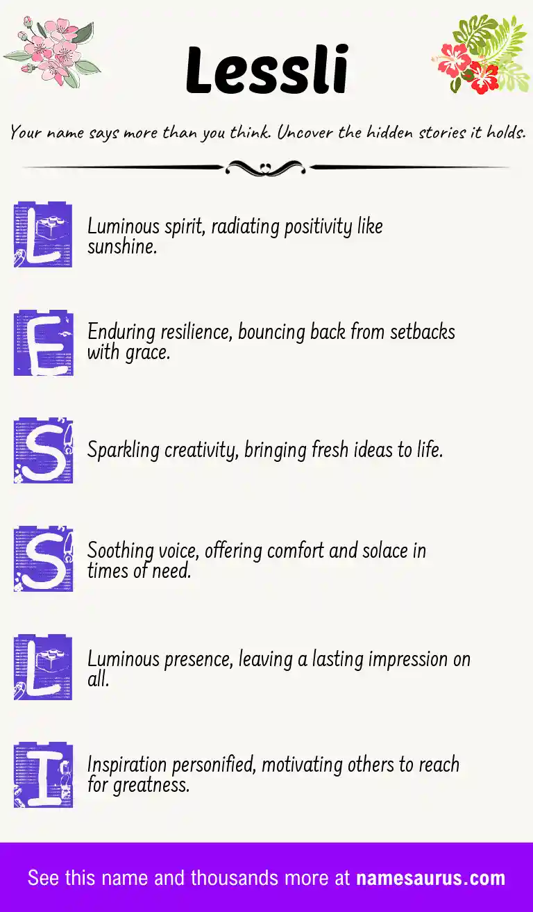 Acrostic poem about Lessli.