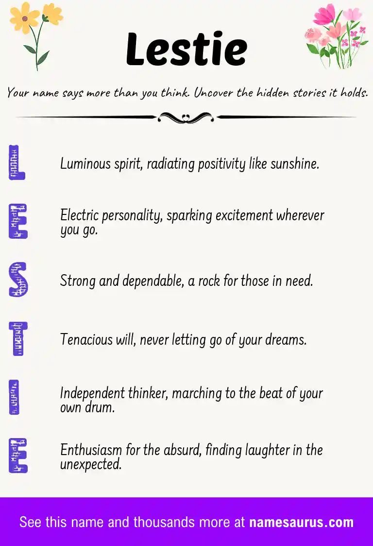 Acrostic poem about Lestie.