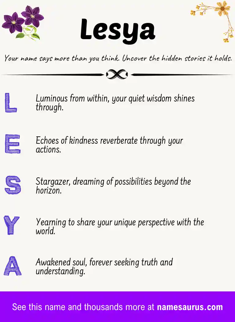 Acrostic poem about Lesya.
