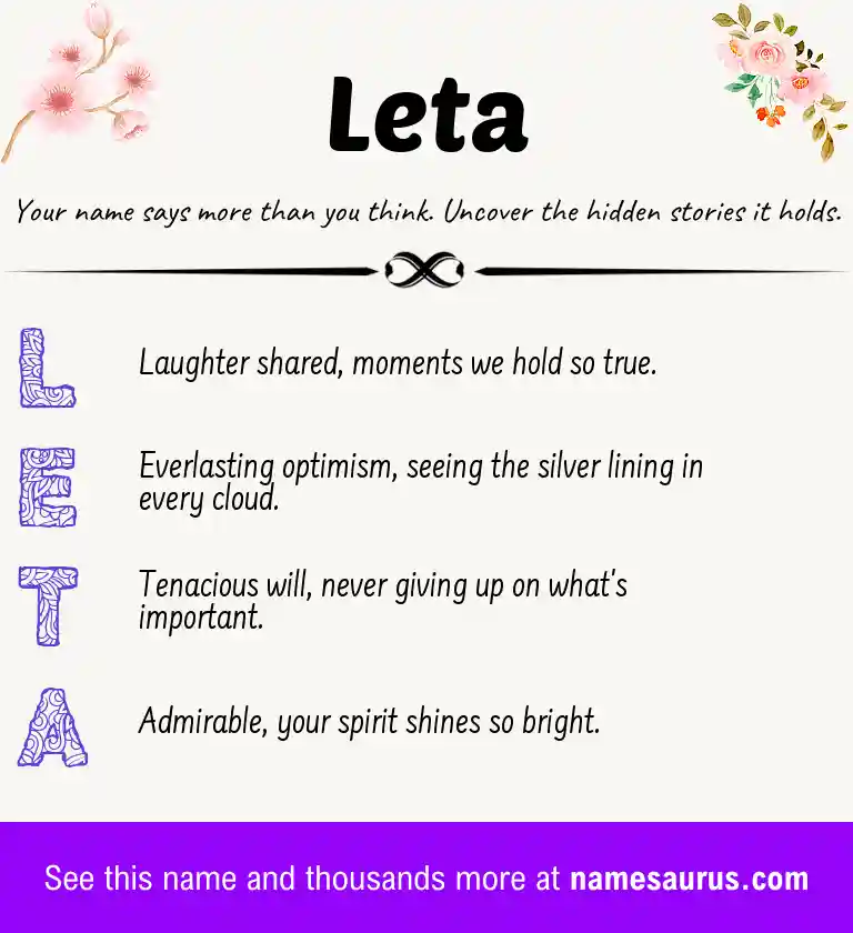 Acrostic poem about Leta.