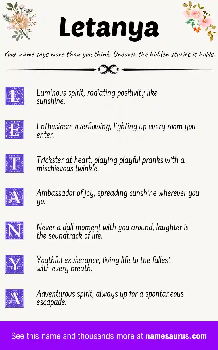Acrostic poem about Letanya.